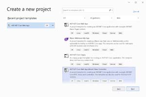 Figure 1: Create New ASP.NET Core 5 MVC Web App
